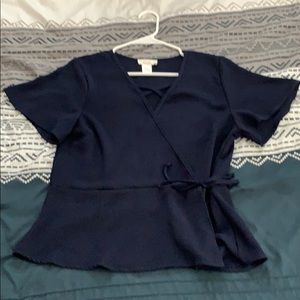 Urban Romantics navy blouse with side tie